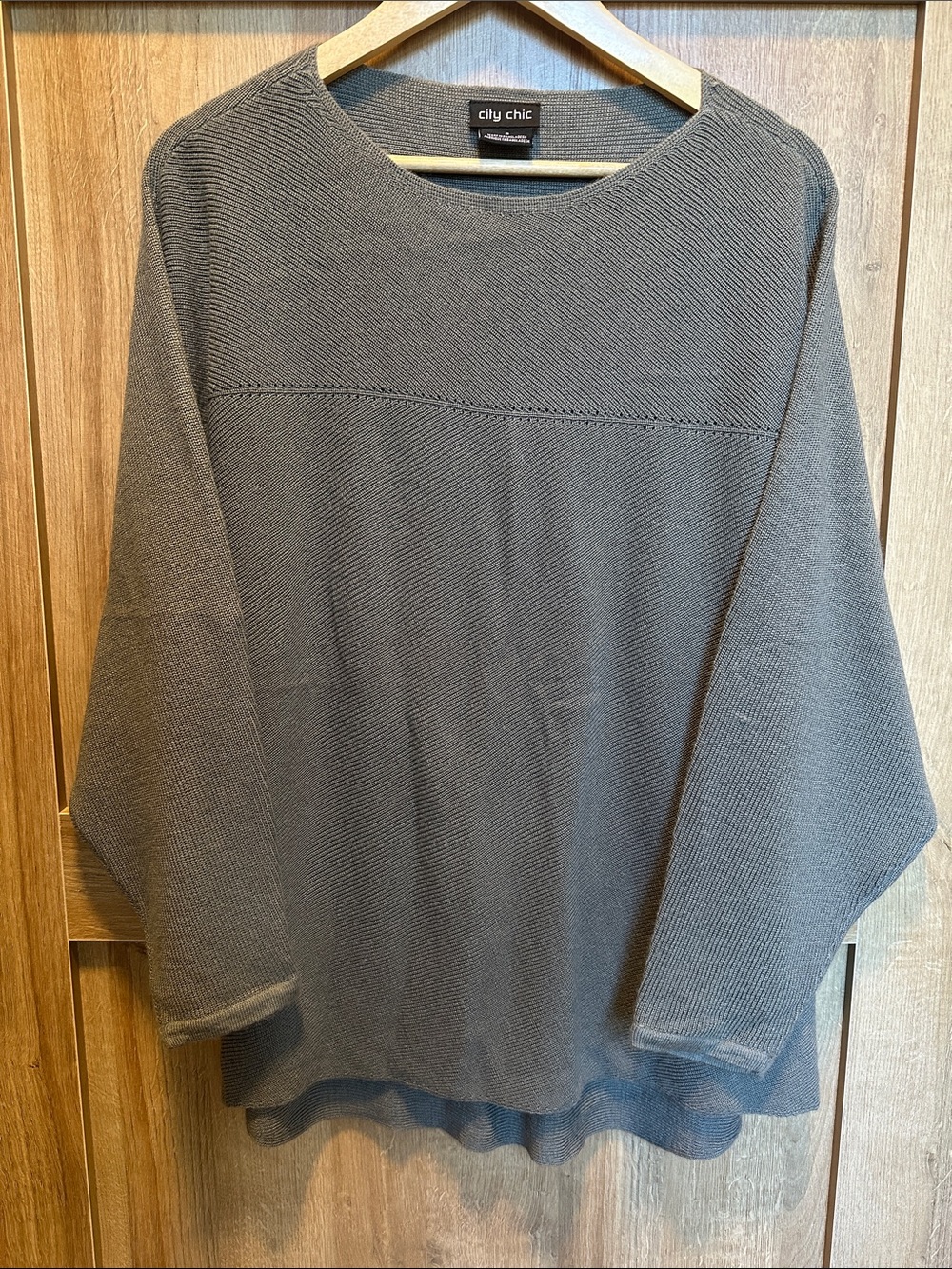 City Chic Olive Crewneck Knit Sweater - M/16